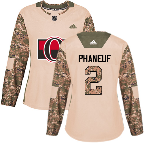 Adidas Senators #2 Dion Phaneuf Camo Authentic Veterans Day Women's Stitched NHL Jersey